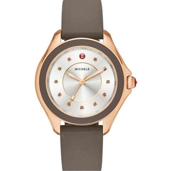 MICHELE Cape Smokey Quartz, Rose Goldtone Stainless Steel & Silicone Strap Watch - Picture 1 of 8